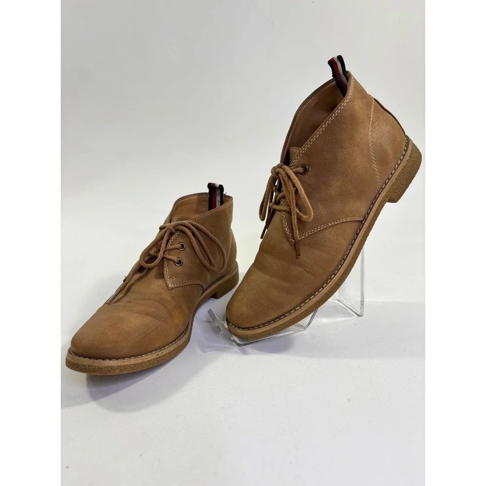 Tommy Hilfiger Mens Tan Faux Leather Chukka Desert Boots Size 6.5M Brown Ankle